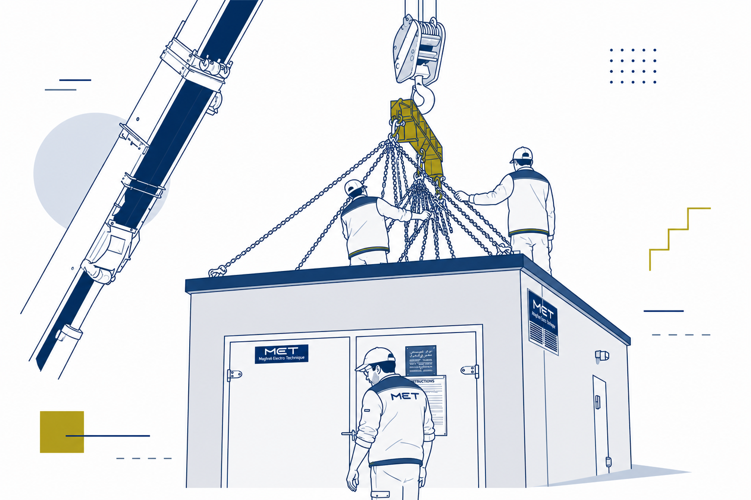 Mise en service MET — pose d'un poste préfabriqué Power Box sur site client